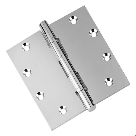 Embassy 5 x 5 Solid Brass Ball Bearing Hinge, Polished Chrome Finish with Flat Tips 5050BBUS26F-1
